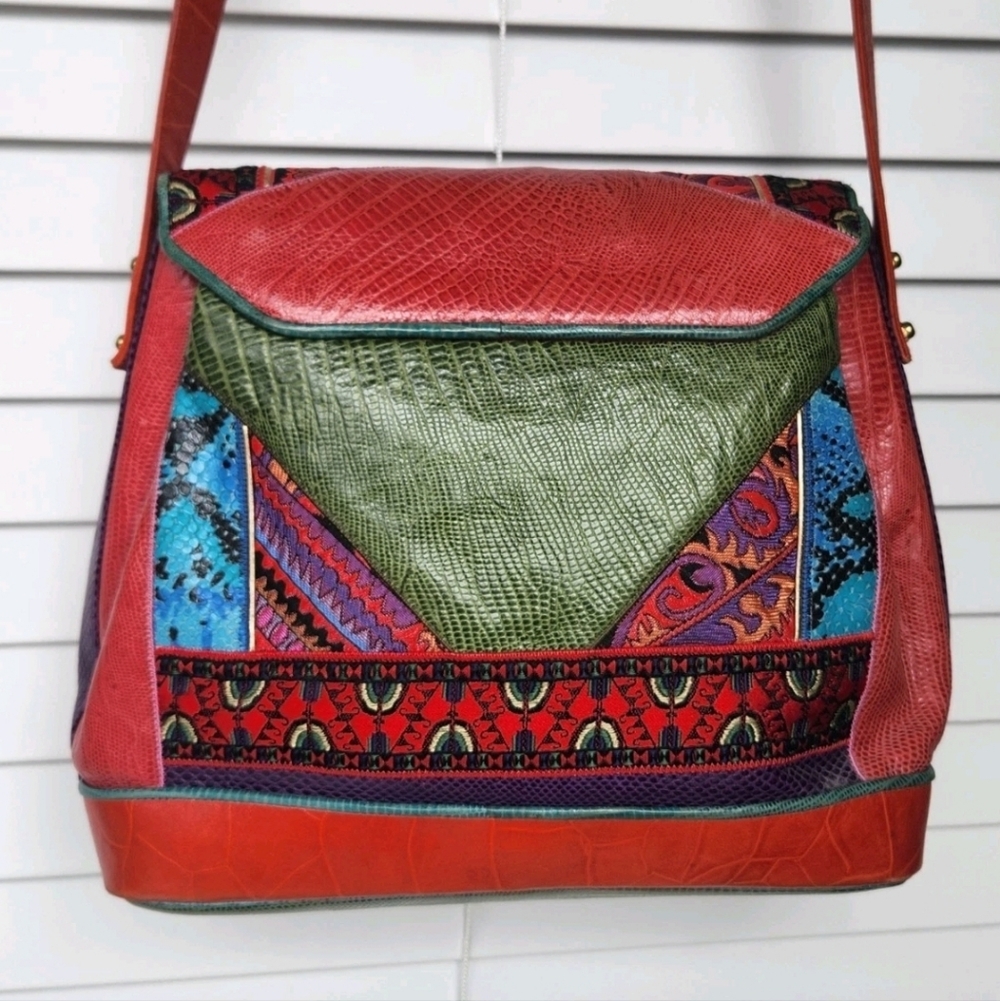 Sharif Multicolor Red Blue Purple Crossbody Bag - Picture 10 of 16